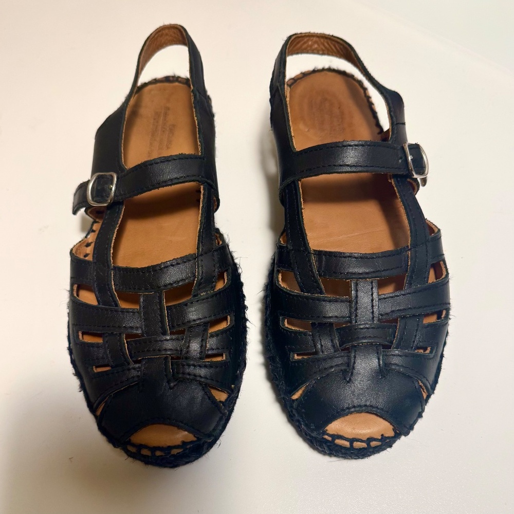 Naguisa Thalis Espadrille Black Sandals SIZE 39